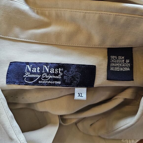 nat nast xl Embroirdered silk Button Up Mens Shirt Las Vegas Cruise Vacation - Picture 3 of 6